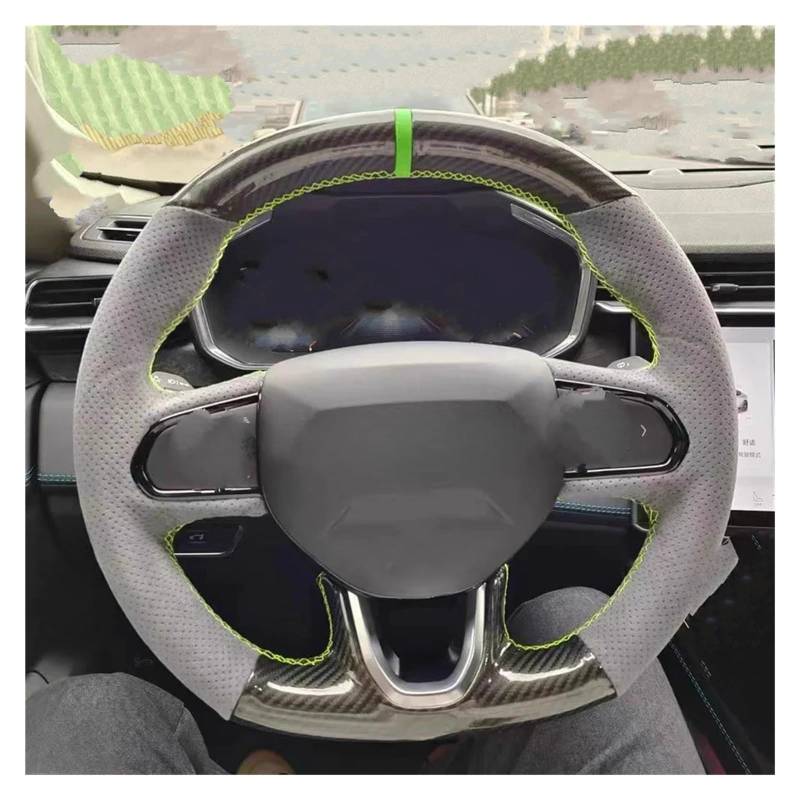 Lenkradschutz Handgenähte Individuelle Auto-Lenkradabdeckung Aus Kohlefasergeflecht Rutschfestes Innenzubehör Für 01 03 21-23 Lenkrad Abdeckung(Beige) von SFGOFJGO