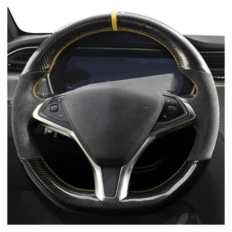 Lenkradschutz Handgenähte Schwarze Lenkradabdeckung Aus Echtem Wildledergeflecht Für Tesla Für Model S 2009–2020 Für Model X 2012–2020 Lenkrad Abdeckung(Gelb) von SFGOFJGO