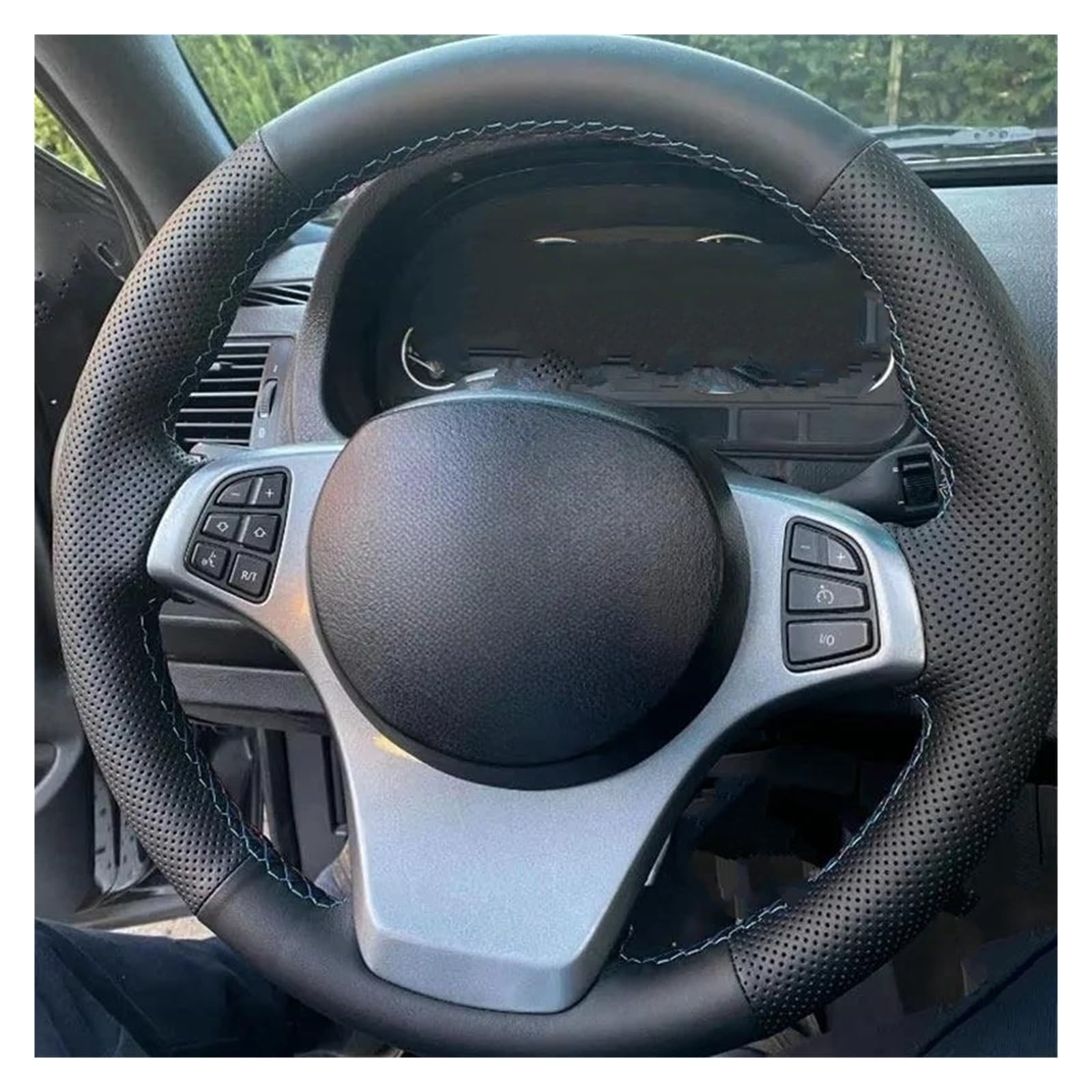 Lenkradschutz Perforiertes Leder Handgenähte Schutzverkleidung Für Die Innere Lenkradabdeckung des Autos Für X3 E83 2003–2010 X5 E53 2004 2005 2006 Lenkrad Abdeckung(Blau) von SFGOFJGO