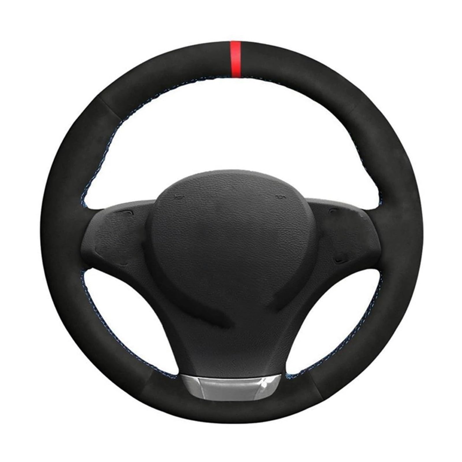 Lenkradschutz Schwarz Schwarz Wildleder Rot Marker Auto Lenkrad Abdeckung Für E83 X3 2003 2004 2005 2006 2007 2008 2009 2010 E53 x5 2004-2006 Lenkrad Abdeckung(L-Blue) von SFGOFJGO