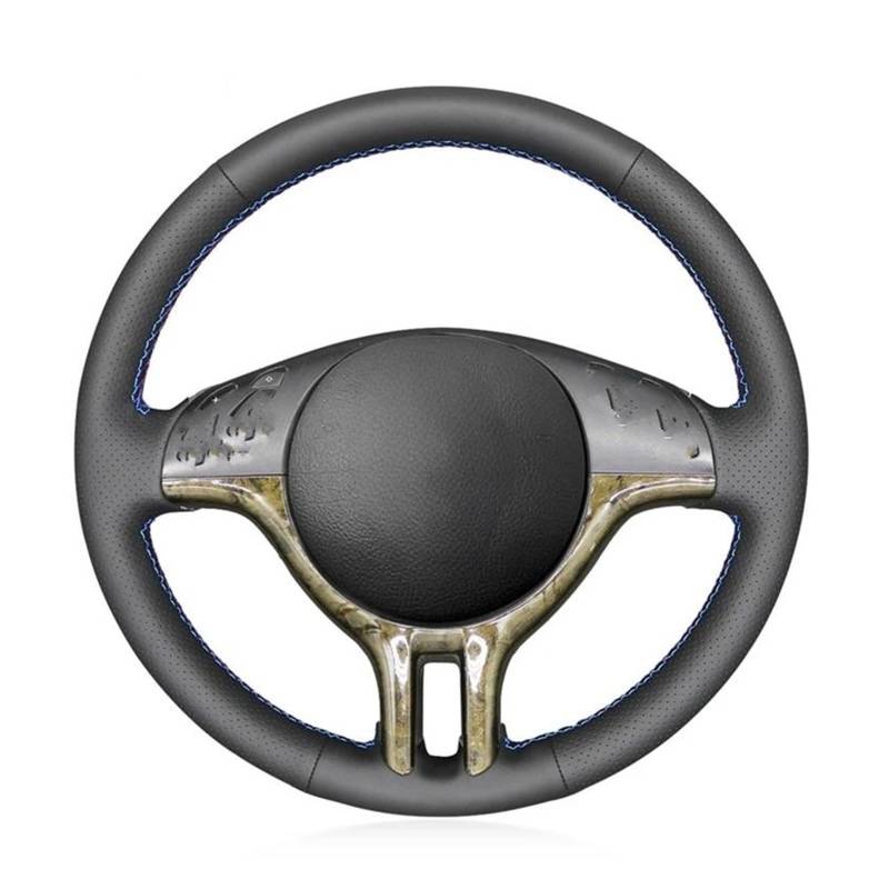 Lenkradschutz Schwarzes Kunstleder DIY Handgenähte Auto-Lenkradabdeckung Für 318i 325i 330ci E39 E46 X5 E53 Z3 E36/7 E36/8 Lenkrad Abdeckung(Schwarz) von SFGOFJGO