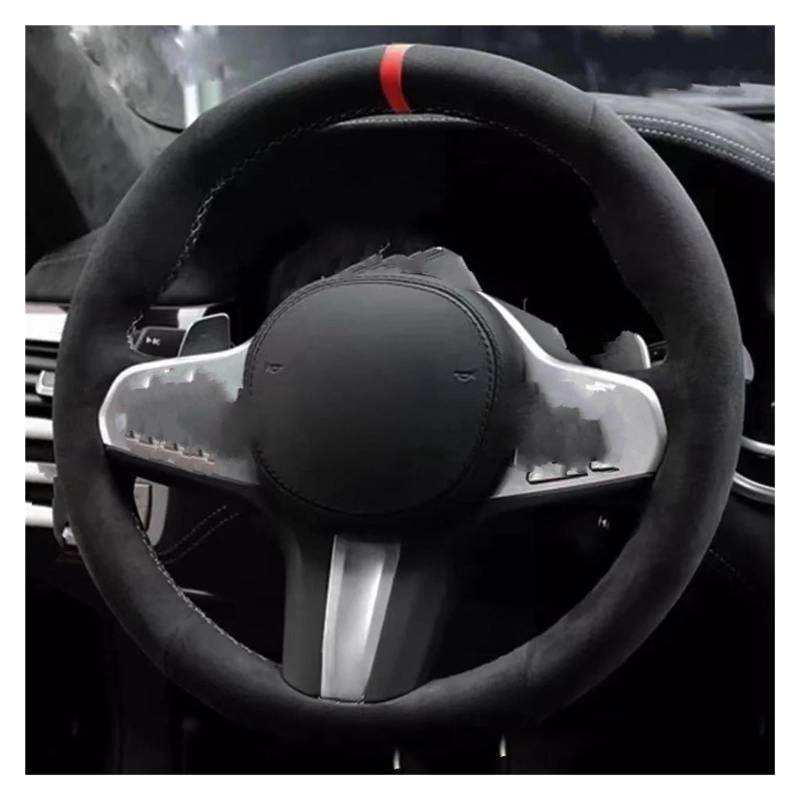 Lenkradschutz rutschfeste Auto-Lenkradabdeckung aus schwarzem Wildleder für G30 G31 G32 G20 G21 G14 G15 G16 X3 G01 X4 G02 X5 G05 Lenkrad Abdeckung(L-Blue Thread) von SFGOFJGO