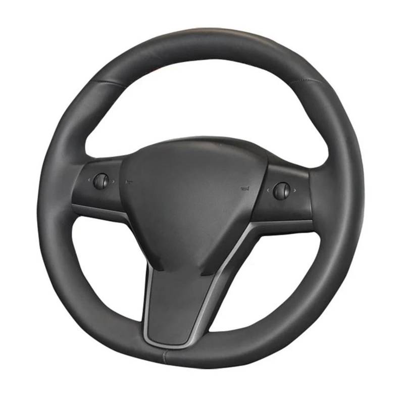 Lenkradschutz rutschfeste Autolenkradabdeckung Handgenäht Individuell Gestaltetes Schwarzes Kunstleder Für Tesla Für Model 3 2017 2018 2019 2020 2021 Lenkrad Abdeckung(Schwarz) von SFGOFJGO