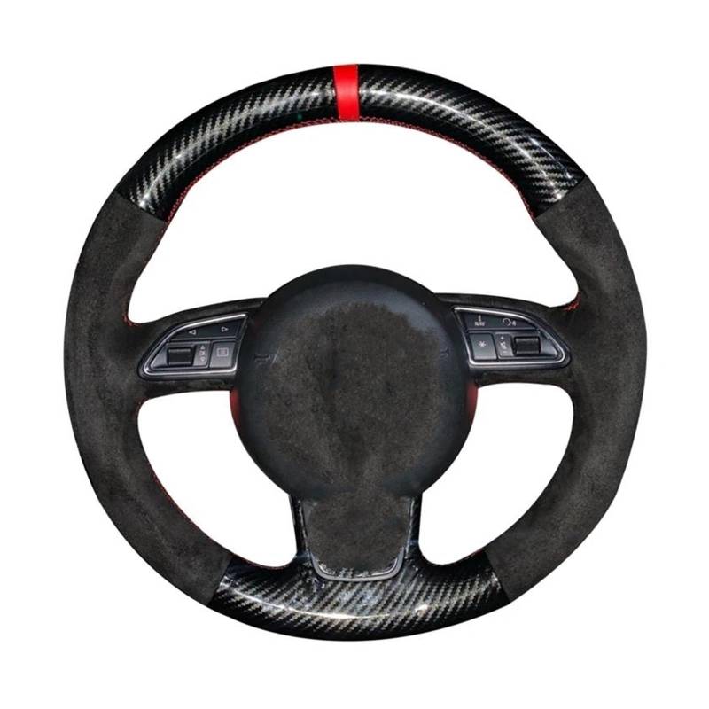 Lenkradschutz rutschfeste Wildleder-Autolenkradabdeckung aus Geflecht für A1 8X A3 8V für Sportback A4 B8 für Avant A5 8T A6 C7 A7 G8 A8 D4 Q3 8U Q5 8R Lenkrad Abdeckung(Schwarz) von SFGOFJGO