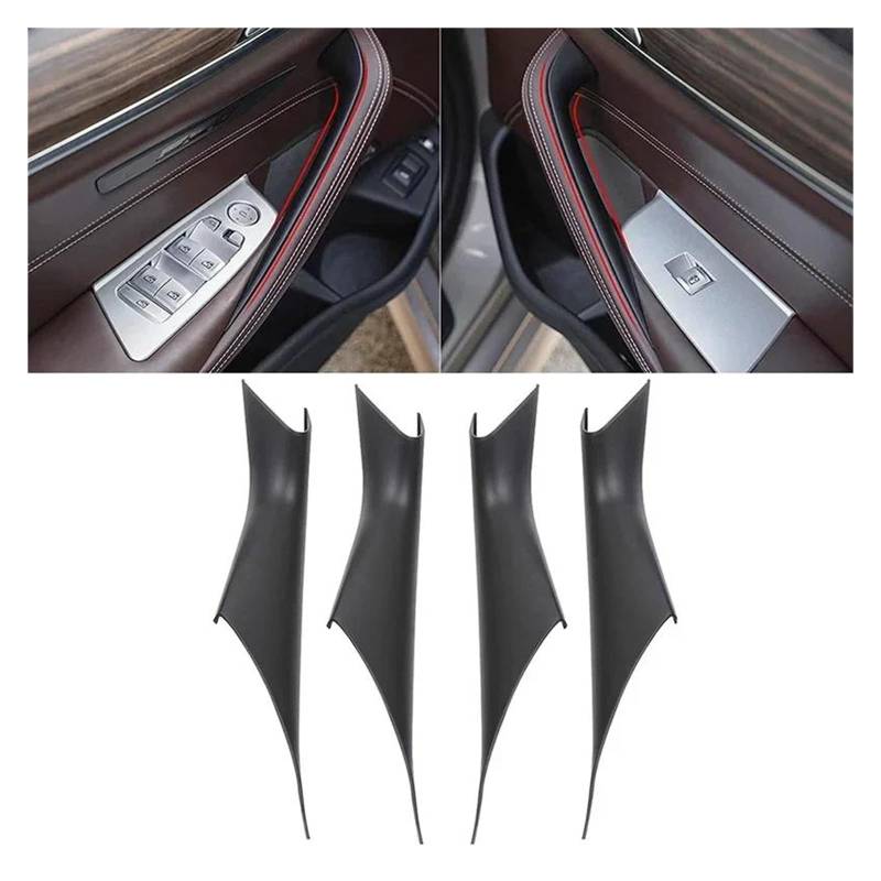 Türgriff Innen Carbonfaser-Schwarz-Auto-Innentürverkleidung Zuggriffabdeckung Schutzverkleidung Für 5er-Reihe G30 G38 2018 2019 2020 2021 2022 2023 Innentürgriffabdeckung(4X M-Black) von SFIFHSKFH