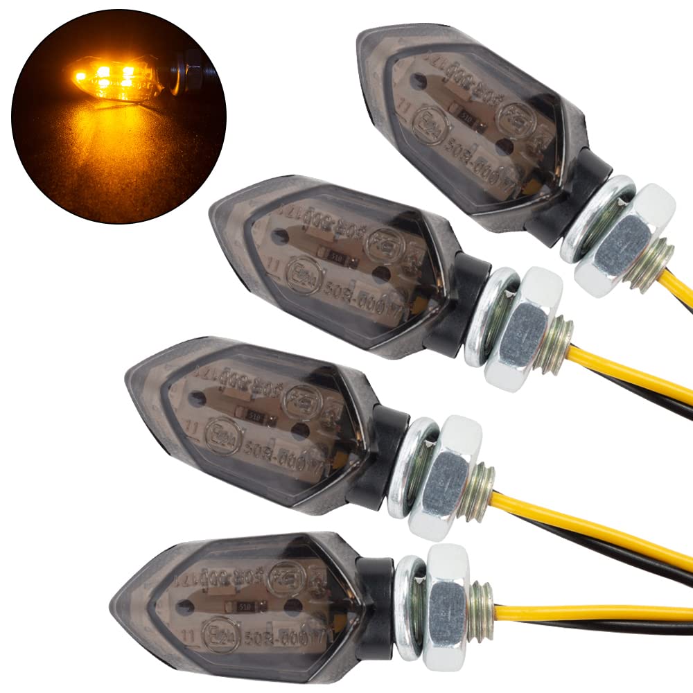 SFONIA 4 Stück Motorrad LED Blinker Mini Licht 12V 5LED M8 E-MARK E-geprüft OptikBlinkerleuchten Motorrad Blinker Licht Wasserdicht Universal Scooter Quad Cruiser Off Road SFONIA 4 Stück Motorrad LED Blinker Mini Licht 12V 5LED M8 E-MARK E-geprüft OptikBlinkerleuchten Motorrad Blinker Licht Wasserdicht Universal Scooter Quad Cruiser Off Road von SFONIA