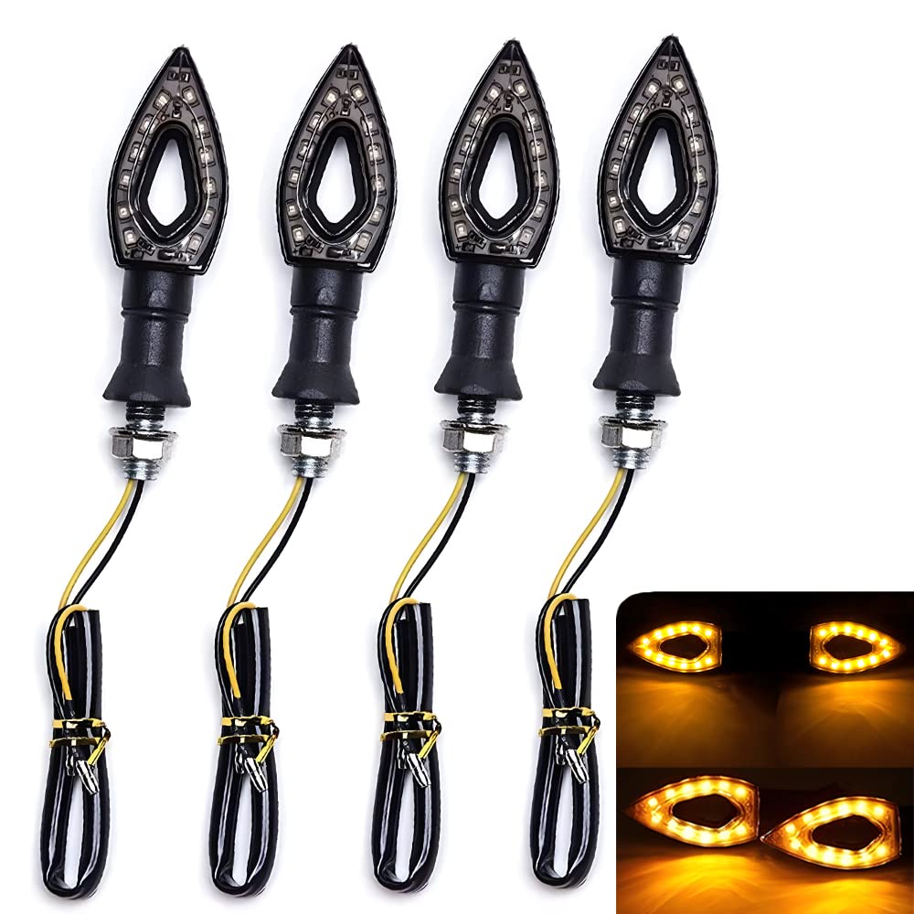 SFONIA 4pcs Motorrad Blinker Licht 12 LED 12V Pfeil Blinkerleuchten Motorrad Blinker Licht Wasserdicht Universal Scooter Quad Cruiser Off Road von SFONIA