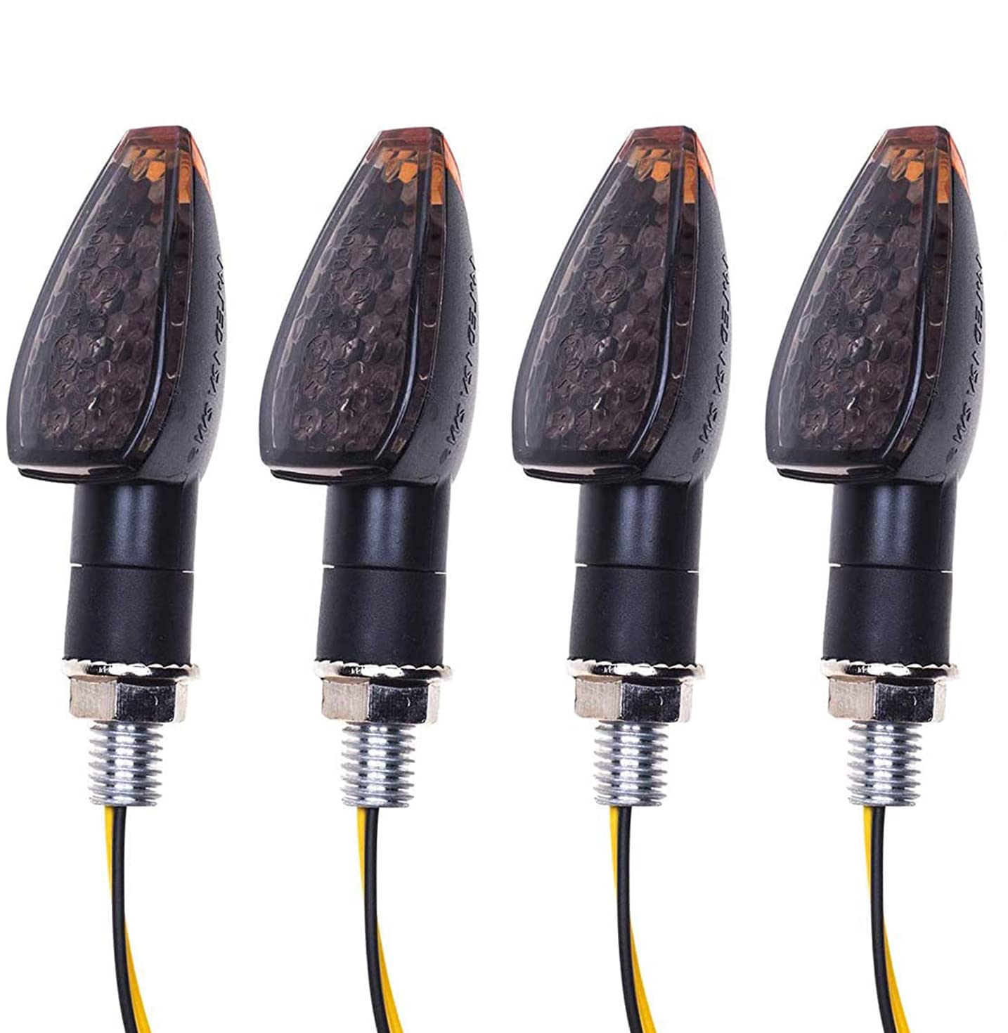SFONIA 4 Stück Motorrad Blinker Licht, 12V 14LED Blinkerleuchten, E Geprüft Wasserdicht Universal Scooter Quad Cruiser Off Road (Rauch) von SFONIA