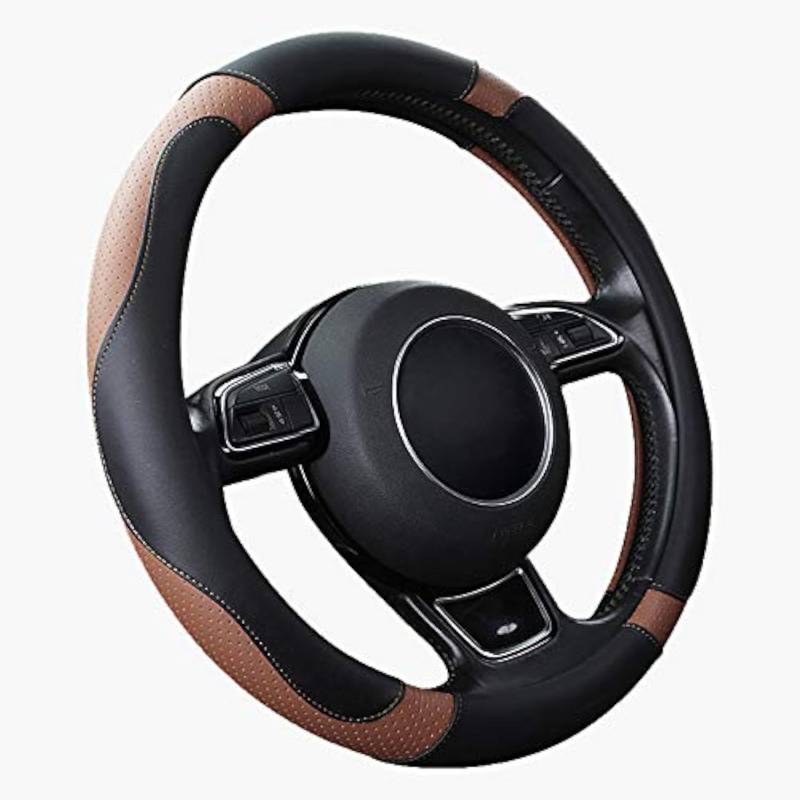 SFONIA Auto Lenkrad Abdeckung Lenkradschutz Lenkradhülle Mikrofaser-Leder Universal 37-38cm/15 "Rutschfest Atmungsaktiv Langlebig (Braun) von SFONIA