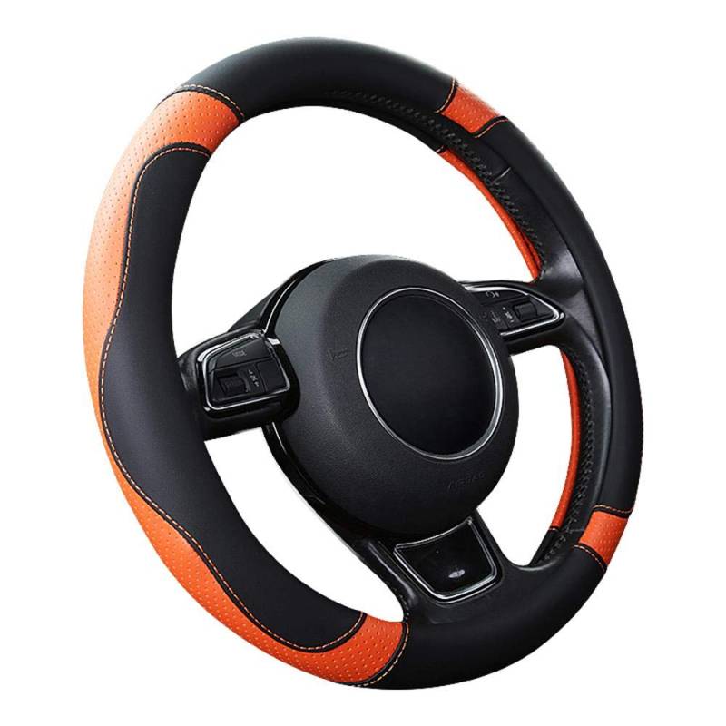 SFONIA Auto Lenkrad Abdeckung Lenkradschutz Lenkradhülle Mikrofaser-Leder Universal 37-38cm/15 "Rutschfest Atmungsaktiv Langlebig (Orange) von SFONIA