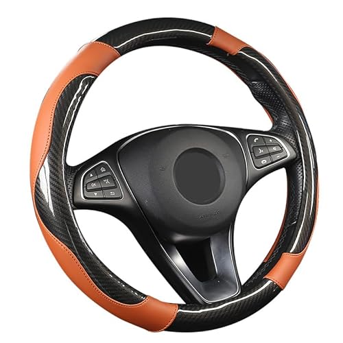 SFONIA Auto Lenkrad Abdeckung Lenkradschutz Lenkradhülle PU Leder Universal 37-38cm/15 rutschfest Atmungsaktiv Langlebig (Orange) von SFONIA