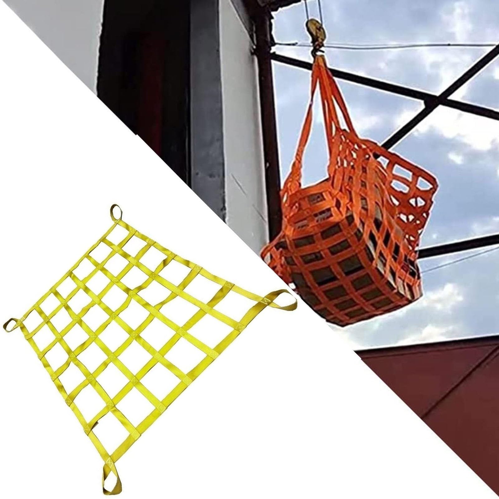 Fracht Heben Netz， Frachtnetz - Flaches Hebenetz aus Nylon, Bungee-Frachtnetz, Sicherheits-Hebenetzgurte, Bungee-Frachtnetz, Materialhandhabungsgurte(2 X 2M/Mesh 15cm/Load 2.5t) von SFQEVHRZ