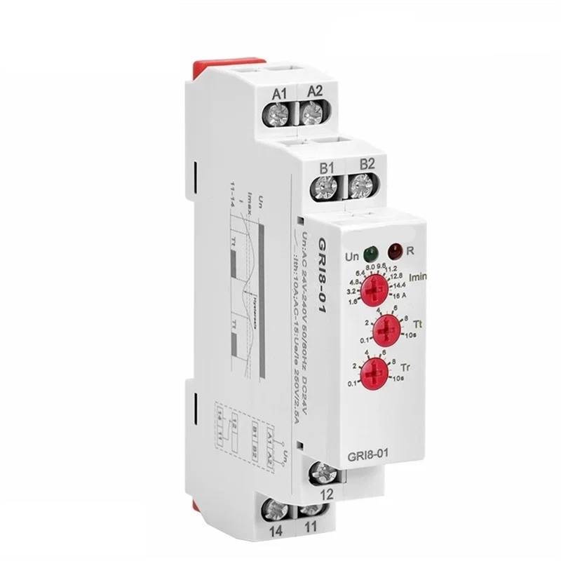 GRI8-01/02 Stromüberwachungsrelais 0,5 A 1 A 2 A 5 A 8 A 16 A ACDC24 V-240 V Überstrom-Unterstromschutzrelais 1 Stück(GRI8-01 OverCurrent,0.1-1A) von SFYMORHE