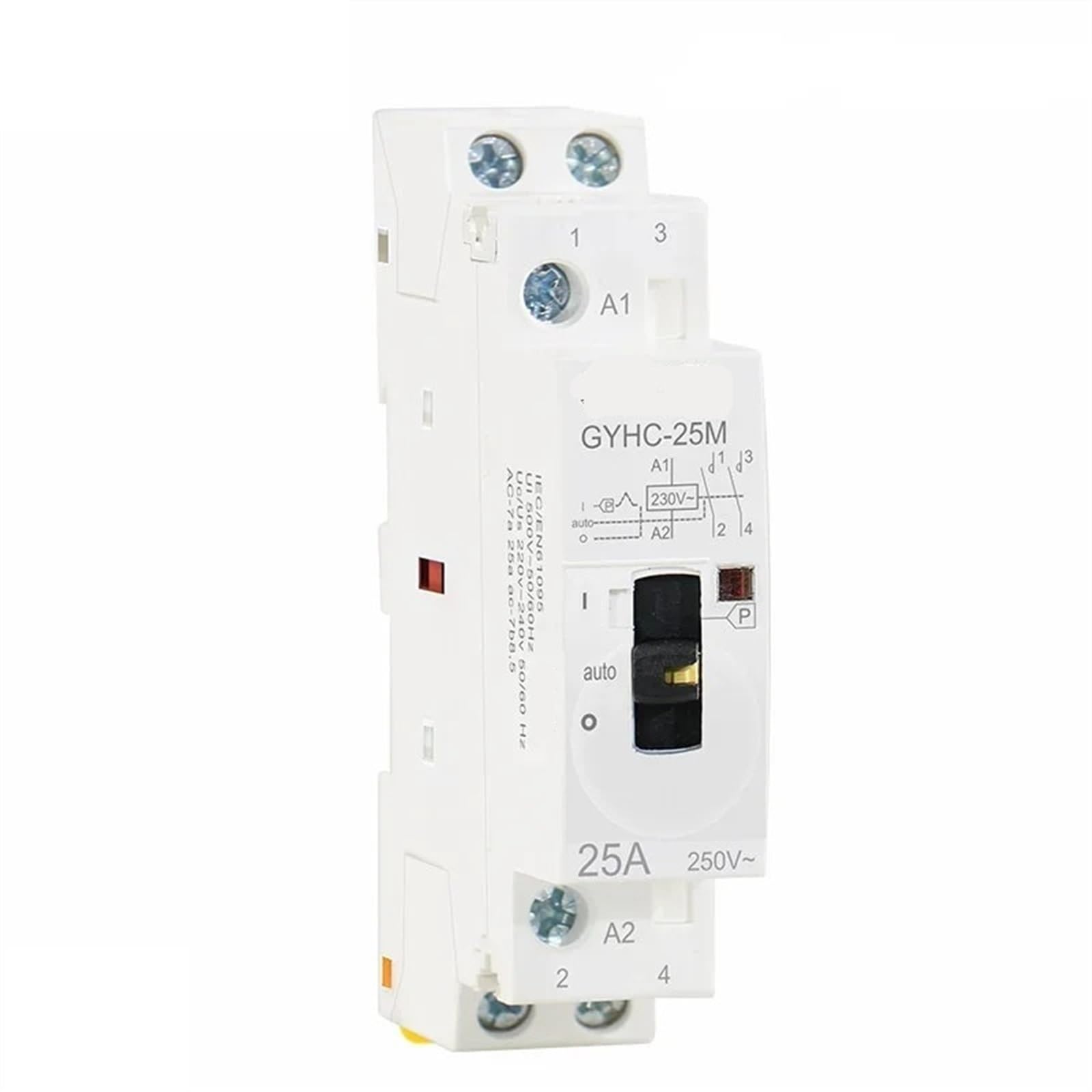 GYHC Modularschütz 2P 16A 20A 25A 2NO oder 2NC 220V Manuelle Steuerung Haushaltsschütz Din-Schienentyp 1St(2P 25A 2NC 220V) von SFYMORHE