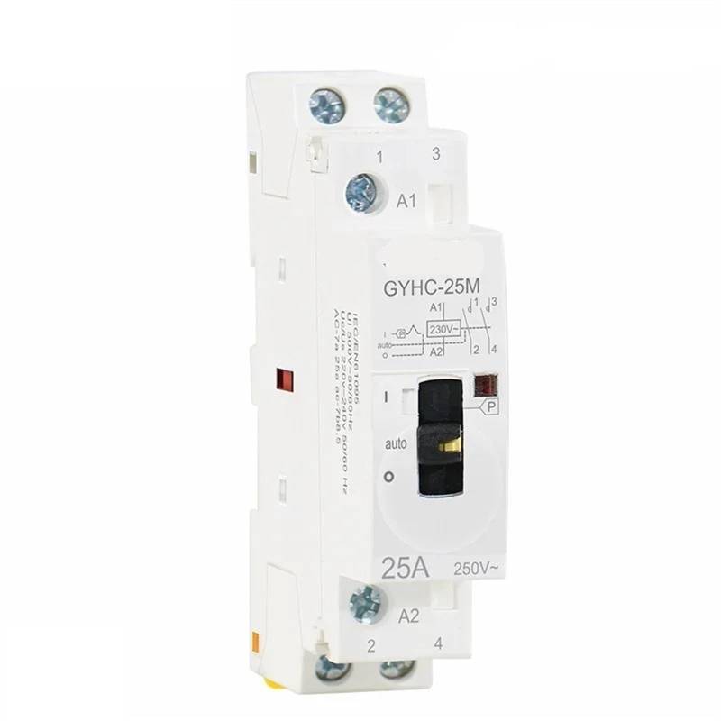 GYHC Modularschütz 2P 16A 20A 25A 2NO oder 2NC 220V Manuelle Steuerung Haushaltsschütz Din-Schienentyp 1St(2P 25A 2NC 220V) von SFYMORHE