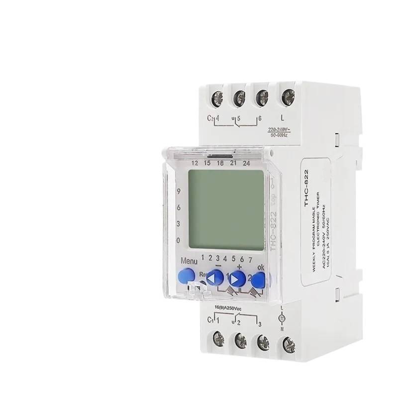 THC-822 Timer 2 Kanal Umschaltkontakte Digitaler Zeitschalter mit Batterie 16A 220V 110V 1St(THC-822-110VAC) von SFYMORHE