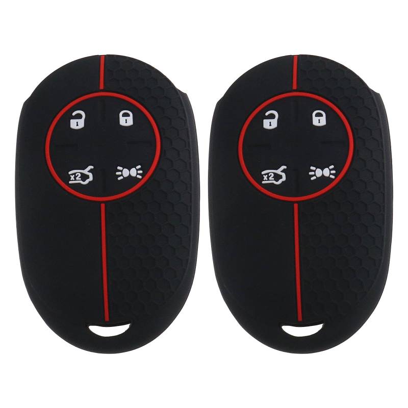 SG Store 2 Stück 4-Tasten-Autoschlüsselgehäuse Autoschlüsselschutz Kompatibel mit FIAT 500E 4-Tasten-Autoschlüsselgehäuse aus Flexiblem Silikon Schwarz Rot von SG Store