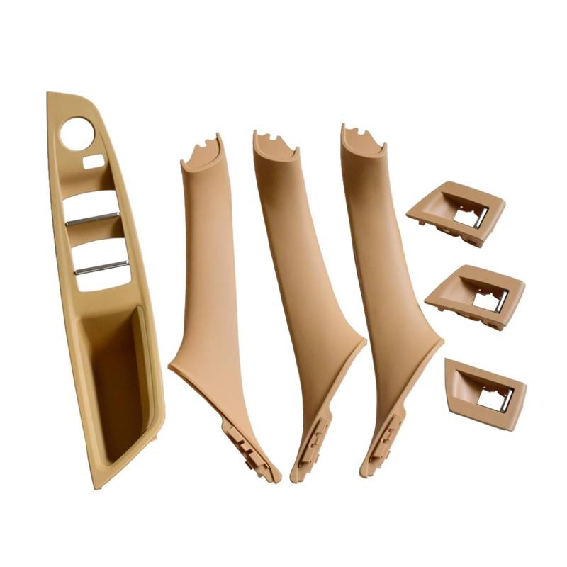 Autotürgriff Für 5 Series F11 F10 Auto Linkslenker LHD Innentürgriff-Panel-Abdeckung Beige Schwarz Rot-Braun Beige Weiß Türgriff(Beige-7Pcs) von SGHFUVE