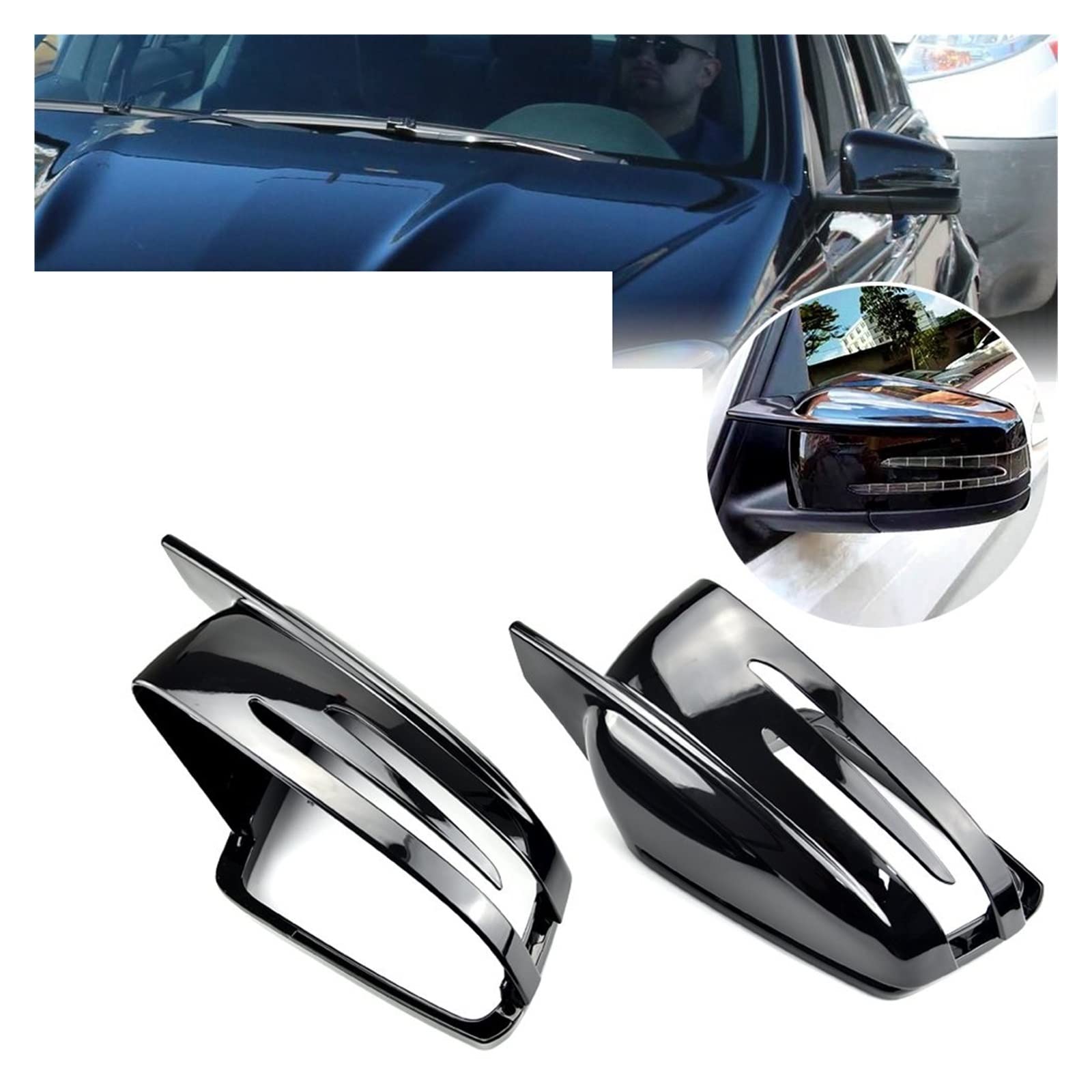 Seitenspiegel Abdeckkappen 2 Stücke Carbon Faser Muster Für Für Benz W176 W246 W204 W212 W221 C117 X204 X156 Rück Seite Spiegel Abdeckkappen Außenspiegelkappe(Bright Black-B) von SGHFUVE