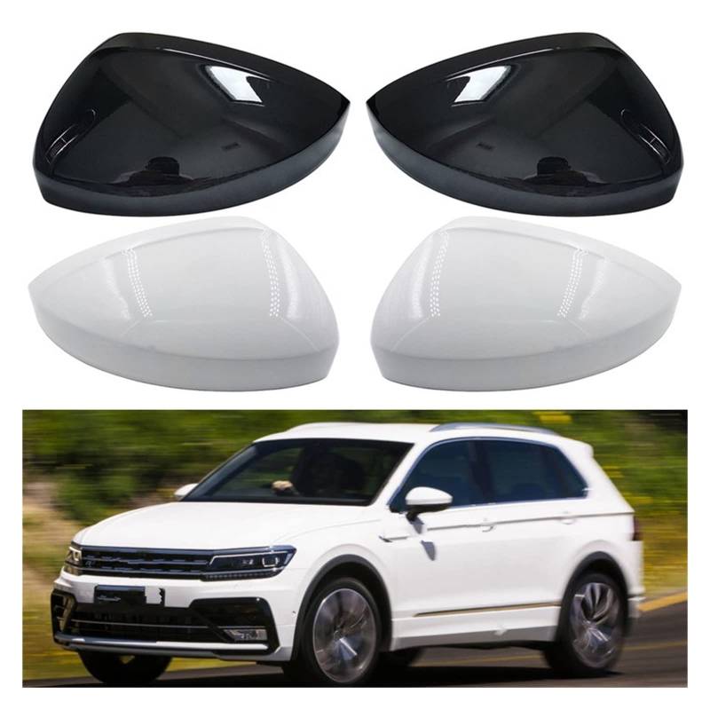 Seitenspiegel Abdeckkappen Für VW Für Tiguan 2017 2018 2019 2020 Auto Rück Ersetzen Links Rechts Auto Seite Spiegel Abdeckung Flügel Kappe Gehäuse Außenspiegelkappe(Right-White) von SGHFUVE