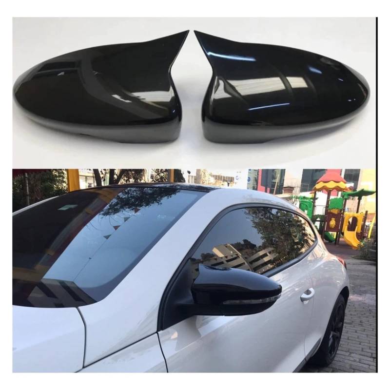 Seitenspiegel Abdeckkappen Seitenspiegelkappen Für VW Für Scirocco Außenspiegelabdeckungen Kappen Rückspiegelgehäuseabdeckung Glänzend Schwarz Autozubehör Außenspiegelkappe von SGHFUVE