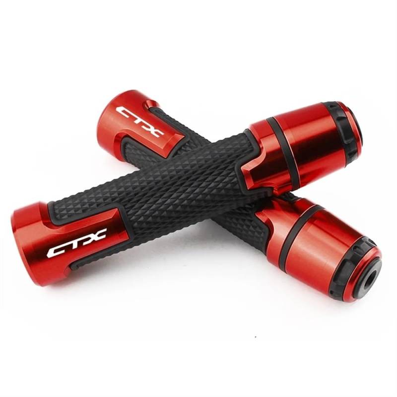 SGRYGSAEA 7/8" 22mm Motorrad Griffe rutschfest Gummi Lenkerg Für H&ONDA CTX 700 CTX700N CTX700D CTX650TR CTX1300 7/8 "22MM Motorrad CNC Aluminium Zubehör Anti-Slip Lenker Griffe(Red) von SGRYGSAEA