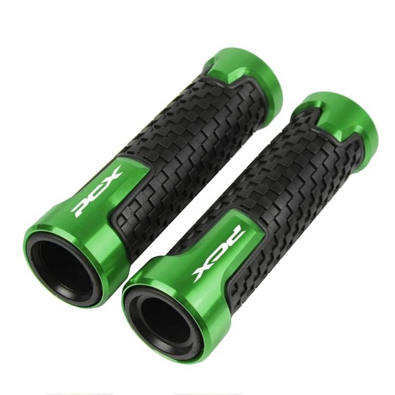 SGRYGSAEA 7/8" 22mm Motorrad Griffe rutschfest Gummi Lenkerg Für H&ONDA PCX 125 PCX 150 2010-2020 7/8'' 22MM Motorrad CNC Aluminium Anti-Slip Griff Griffe Bar Hand(Green) von SGRYGSAEA