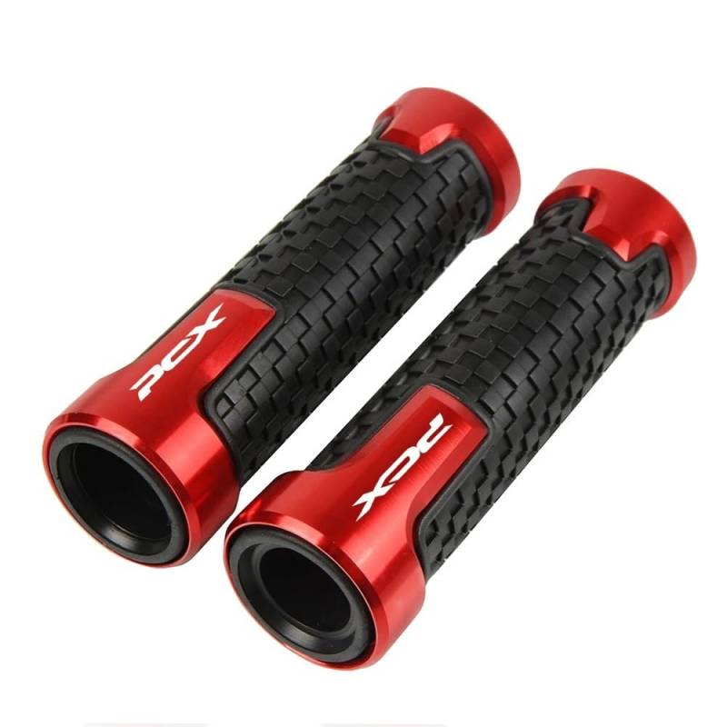 SGRYGSAEA 7/8" 22mm Motorrad Griffe rutschfest Gummi Lenkerg Für H&ONDA PCX 125 PCX 150 2010-2020 7/8'' 22MM Motorrad CNC Aluminium Anti-Slip Griff Griffe Bar Hand(Red) von SGRYGSAEA