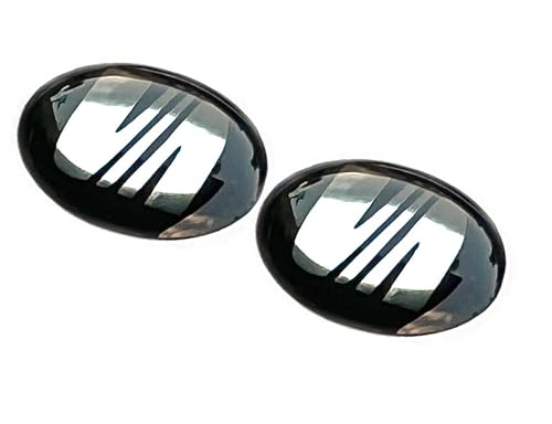 2 Stück Aufkleber 10mm Diameter für Seatin schwarz. Sticker mit Emblem. Mit einem transparent Silikonshutz (10mm schwarz) von SGV
