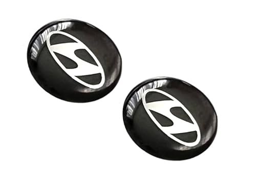 2 Stück Aufkleber 11mm Diameter für Hyundai-Auto in schwarz. Sticker mit Emblem. Mit einem transparent Silikonshutz (11mm schwarz) von SGV
