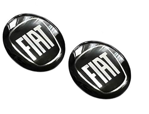 2 Stück Aufkleber 14mm Diameter mit Logo für FIAT. Sticker mit Emblem. Mit einem transparent Silikonshutz von SGV