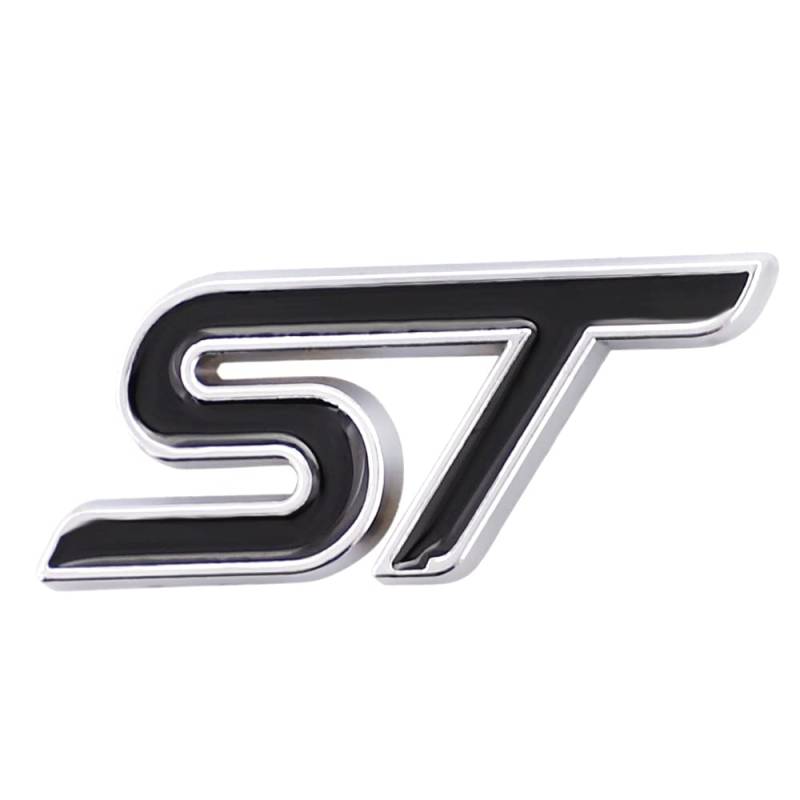 1 Stück 3D Metall ST Aufkleber Autokopf Emblem Abzeichen Chrom Aufkleber für Die meisten Automodelle (schwarz/silberfarben) von SGW