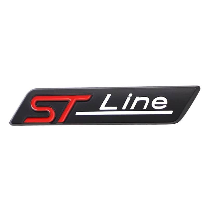 1 Stück 3D Metall ST Line Aufkleber Autokopf Emblem Abzeichen Chrom Aufkleber für Die meisten Automodelle(schwarz-rot) von ZOUXO
