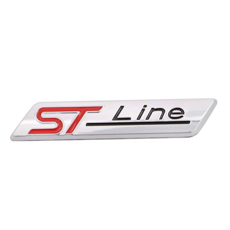 1 Stück 3D Metall ST Line Aufkleber Autokopf Emblem Abzeichen Chrom Aufkleber für Die meisten Automodelle(silberfarben) von SGW