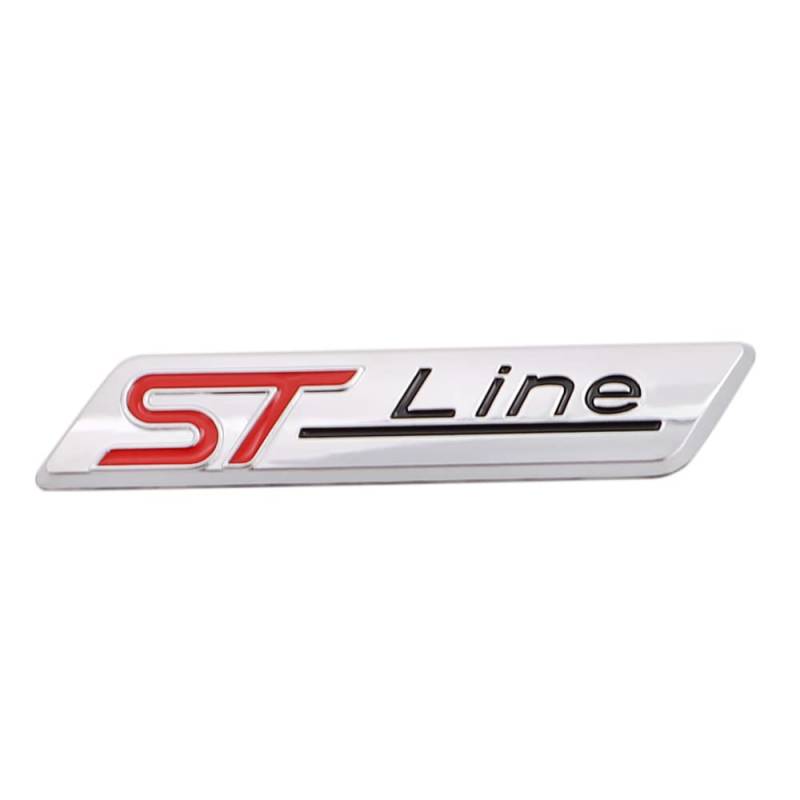 1 Stück 3D Metall ST Line Aufkleber Autokopf Emblem Abzeichen Chrom Aufkleber für Die meisten Automodelle(silberfarben) von ZOUXO