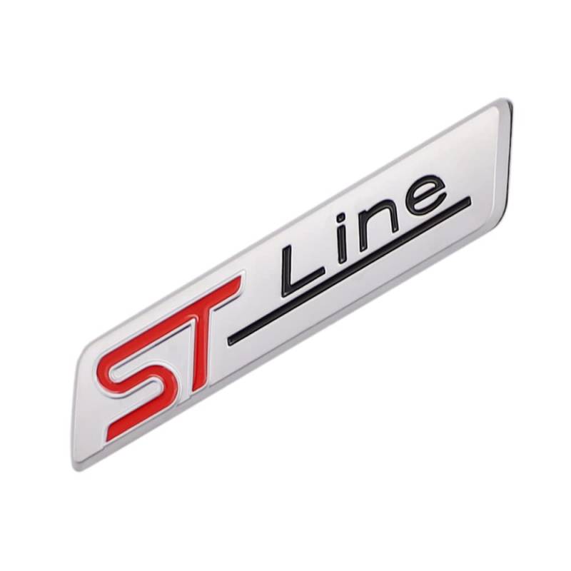 1 Stück 3D Metall ST Line Aufkleber Autokopf Emblem Abzeichen Chrom Aufkleber für Die meisten Automodelle (Abrazin-Silber) von SGW