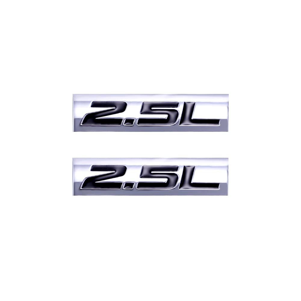 2 Stück 2,5 l Emblems Stick Logo Abzeichen Auto Tür Fender Aufkleber Seitenflügel Aufkleber (Silber Schwarz) von SGW