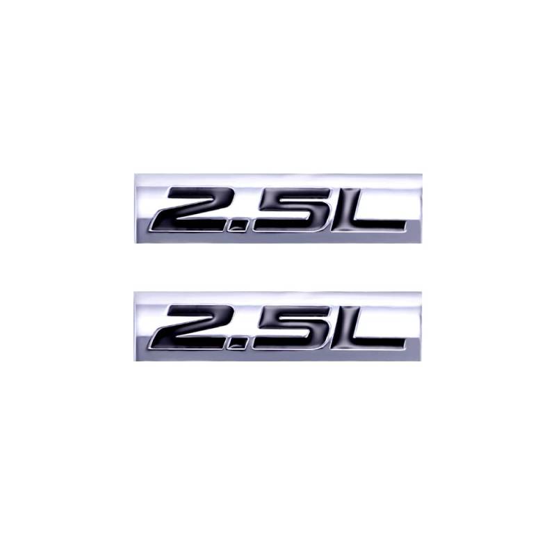 2 Stück 2,5 l Emblems Stick Logo Abzeichen Auto Tür Fender Aufkleber Seitenflügel Aufkleber (Silber Schwarz) von SGW