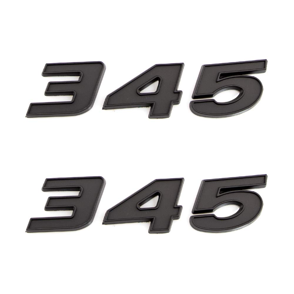 2 Stück 345 Emblem Aufkleber Metall Chrom Motor Abzeichen Auto Kofferraum (Schwarz) von SGW