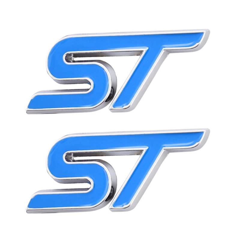2 Stück 3D Metall ST Aufkleber Autokopf Emblem Abzeichen Chrom Aufkleber für Die meisten Automodelle (blau) von SGW