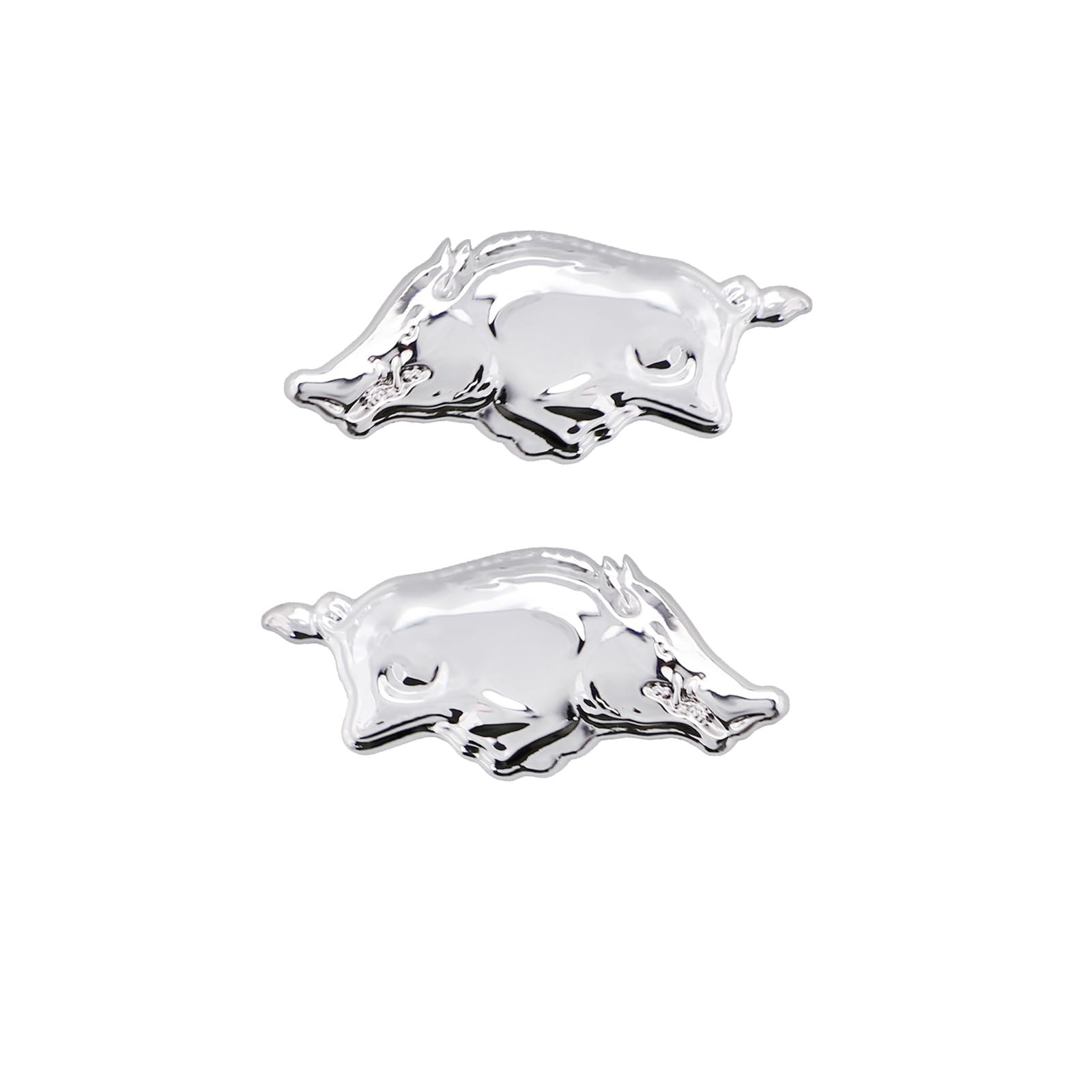 2 Stück 3D Wildschwein Emblem Aufkleber Schwein Metall Auto Abzeichen Dekoration Auto Aufkleber Dekoration wasserdichte Metall Aufkleber Auto Styling Körper Screen Fittings(Silberfarben) von SGW