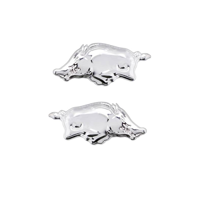 2 Stück 3D Wildschwein Emblem Aufkleber Schwein Metall Auto Abzeichen Dekoration Auto Aufkleber Dekoration wasserdichte Metall Aufkleber Auto Styling Körper Screen Fittings(Silberfarben) von ZOUXO