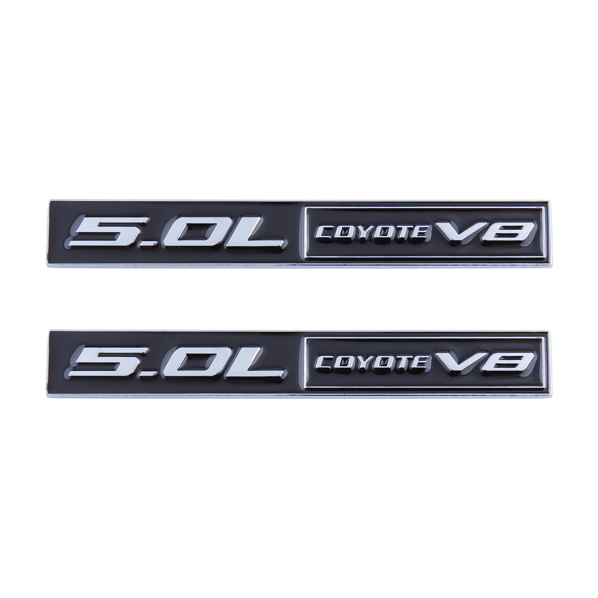 2 Stück 5,0 l Coyote V8 Emblem Aufkleber Auto Motorrad Aufkleber Auto 3D Aufkleber Badge Fit für Auto LKW SUV (Silber Schwarz) von SGW