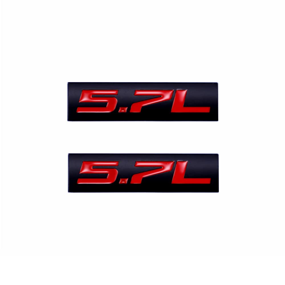 2 Stück 5,7 l Emblems Stick Logo Power Stroke Turbo Side Badge Namensschild Aufkleber Logo (Schwarz Rot) von SGW
