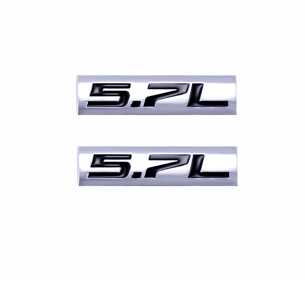 2 Stück 5,7 l Emblems Stick Logo Power Stroke Turbo Side Badge Namensschild Aufkleber Logo (Silber Schwarz) von SGW
