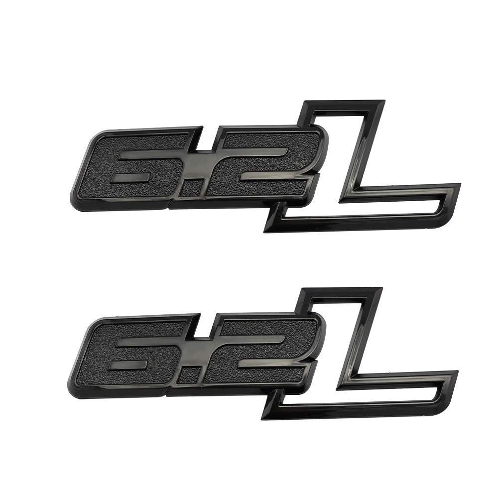 2 Stück 6,2 L Emblem Sticker Car Metal Car Sticker Car Boot Badge Sticker Logo (Schwarz) von SGW