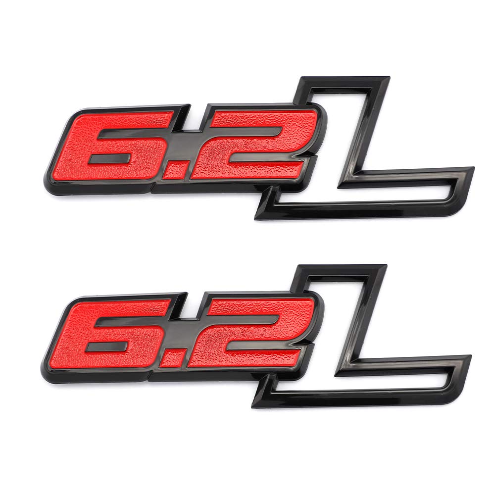 2 Stück 6,2 L Emblem Sticker Car Metal Car Sticker Car Boot Badge Sticker Logo (rot) von SGW