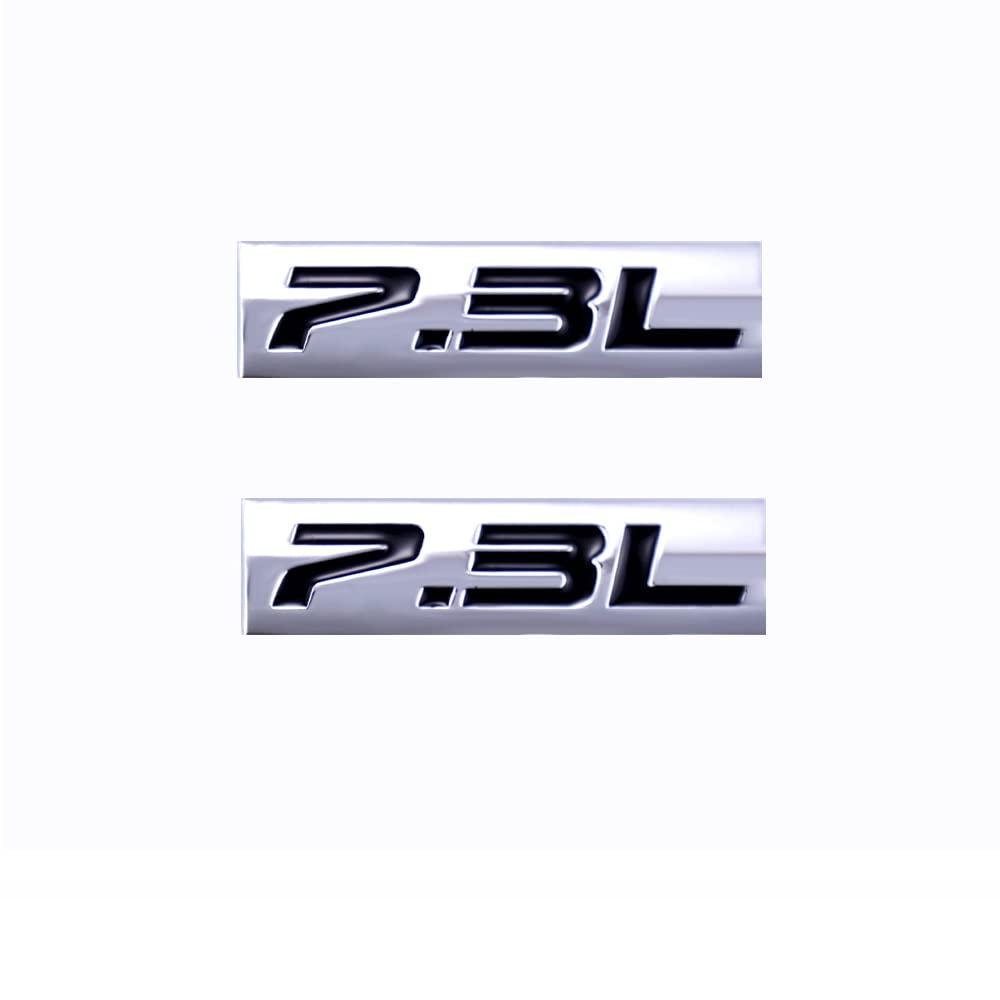 2 Stück 7,3 l Emblems Stick Logo Power Stroke Turbo Side Badge Namensschild Aufkleber Logo glänzend (Silber Schwarz) von SGW
