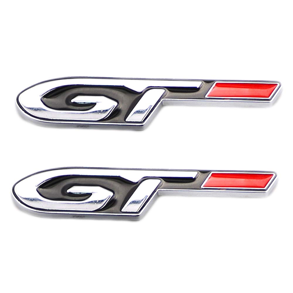 2 Stück GT Emblem 2017 2018 2019 2020 GT Aufkleber Seitenabzeichen Emblem Aufkleber Logo Abzeichen Linie dekorative Abdeckung Trim (Silber) von Jlwiy