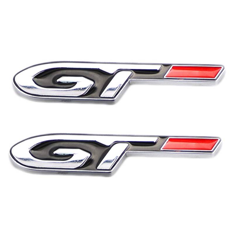 2 Stück GT Emblem 2017 2018 2019 2020 GT Aufkleber Seitenabzeichen Emblem Aufkleber Logo Abzeichen Linie dekorative Abdeckung Trim (Silber) von Jlwiy